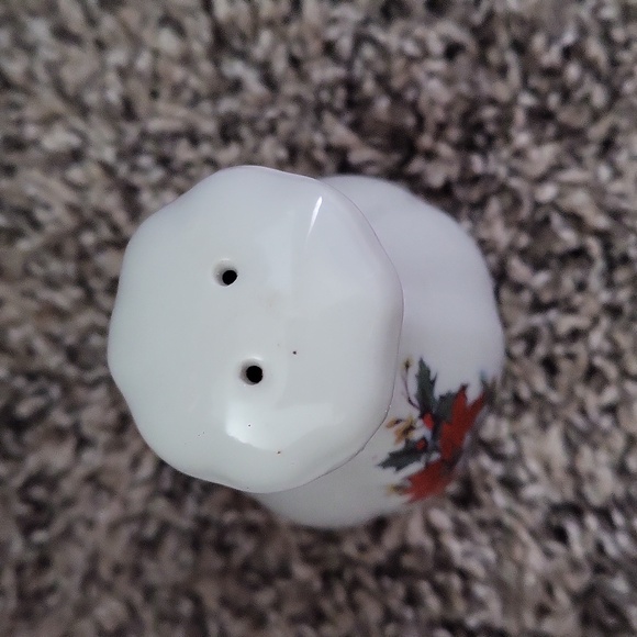 White Ceramic Salt or Pepper Shaker with Floral Design - Picture 2 of 4